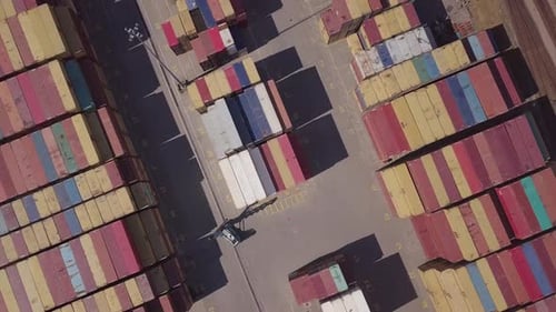 Aerial View of Colorful Shipping Containers in a Port