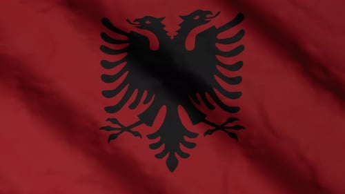 Waving Albania Flag Animation with Realistic Fabric Texture