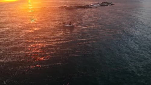 Fishing Near The Shore Sea Aerial View 4 K