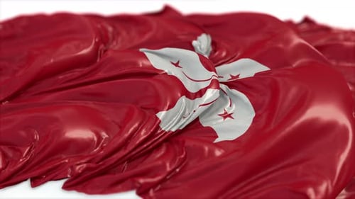 Animated Hong Kong Flag with Realistic Fabric Motion