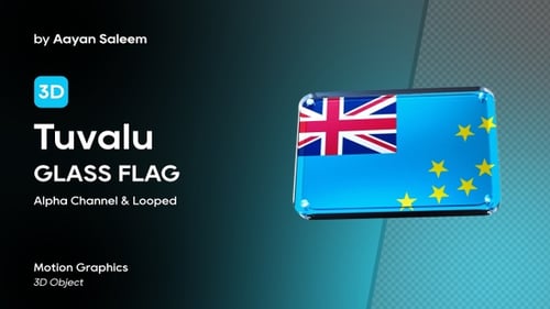 Tuvalu National Flag 3D Glass Emblem Rotation