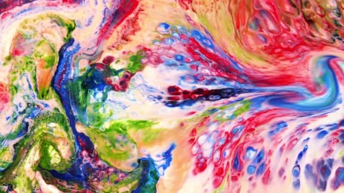 Swirling Colorful Paint Streams Blend Abstractly