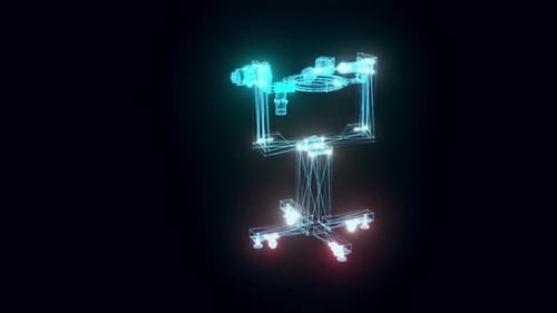 Futuristic Medical Device Wireframe Hologram Rotating