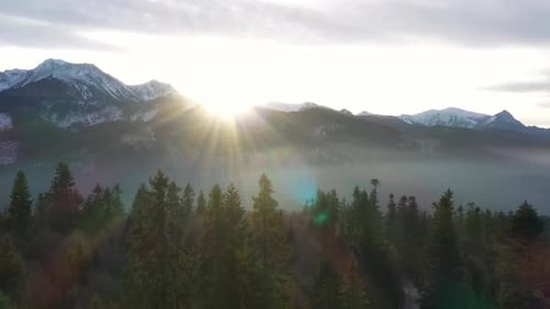 Landscape with Sun and Mountains