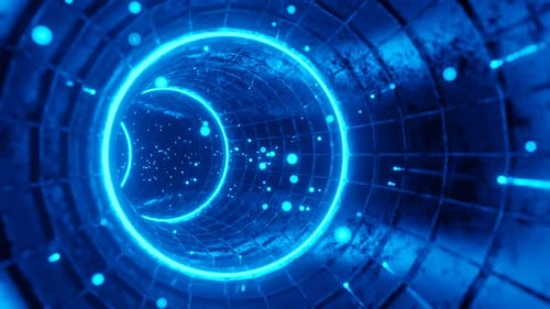 Seamless Loop Motion Graphics Of Flying Into Swirl Circle Blue Tunnel
