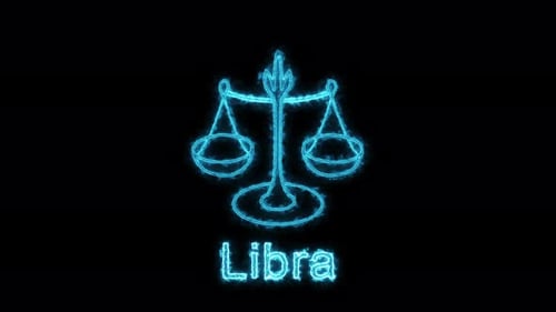 El símbolo del zodíaco de Libra, efecto de iluminación del signo del horóscopo,