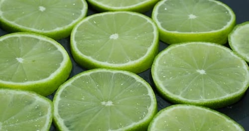 Sliced Green Limes Close Up