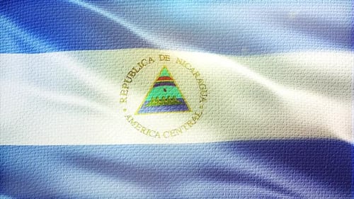 Waving Flag of Nicaragua with Realistic Fabric Texture