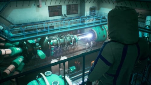 Futuristic Experimental Reactor with Powerful Energy Beam in Science Lab