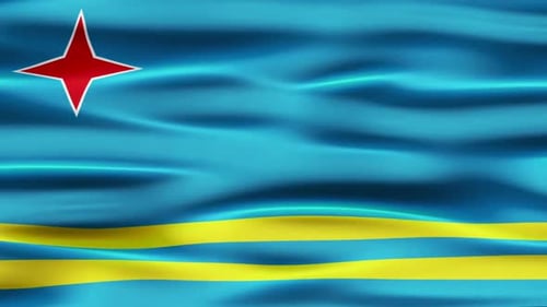 Aruba National Flag Waving Loop Motion Background