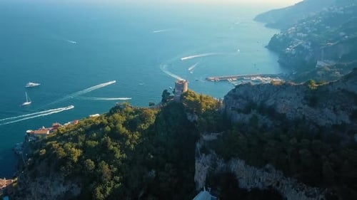 Vacation Spot at the Village in the Mountains, Amalfi Coast Aerial Shot