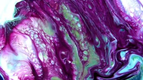 Abstract Paint Swirls in Purple, Teal and White