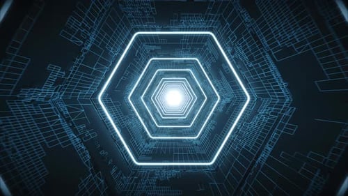 Go backward in the dark neon tunnel