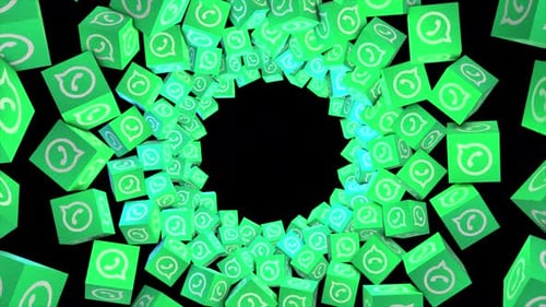 WhatsApp Logo Cubes Tunnel Reveal Animation