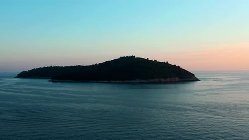 Otok Lokrum island at sunset