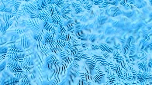 Abstract Rotating Uneven Blue Surface of Cubic Shaped Particles with Hypnotic Effect