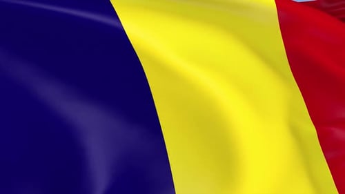 Realistic Romanian Flag Waving in Wind Seamless Loop