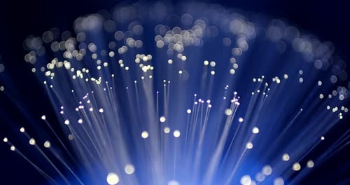 Fiber Optic Cables Radiate Blue and White Light