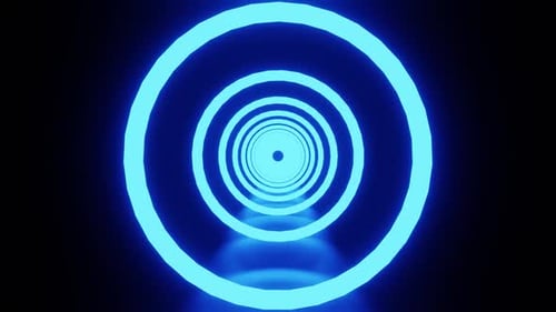 Blue Ring Tunnel With Floor Refraction Background Vj Loop HD