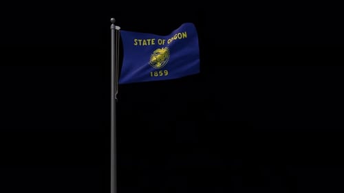 State of Oregon Flag Waving Animation with Alpha Channel