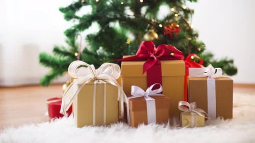 Christmas Presents Under a Decorated Christmas Tree