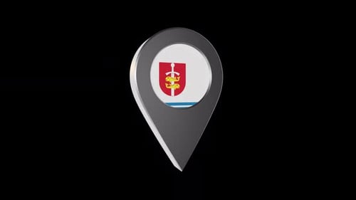 Animated 3D Location Map Pin with Emblem Placeholder