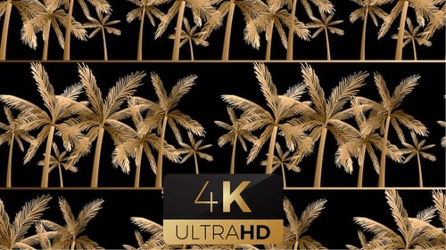 Seamless Gold Palm Tree Pattern Loop Background Animation