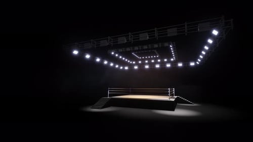 3D Boxing Ring with Dynamic Spotlights Animation