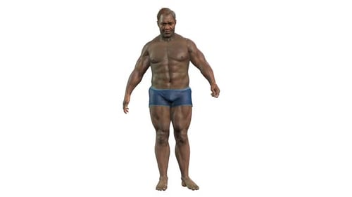 3D Animation of Man Gaining Weight Progression