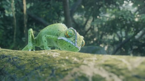 Un caméléon dans la jungle tropicale