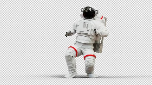 Animated Astronaut Performing Dance Moves in Space Suit