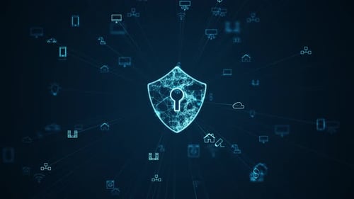 Digital Security Network Loop with Connected Technology Icons