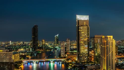 Day and Night Transition Time Lapse of Cityscape and Buildings in Metropolis