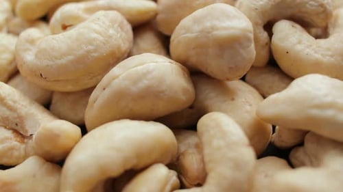 Cashews nuts in close up dolly shot