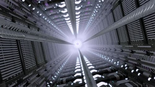 Futuristic Sci-Fi Technology Tunnel Flythrough Background Animation
