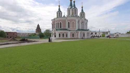Aerial view of beautiful church in monastery 07