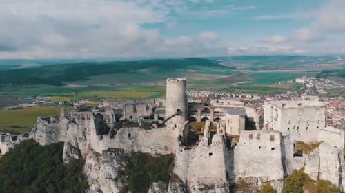 Aerial Drone View on Spis Castle. Slovakia. Ancient Castle, Spissky Hrad.