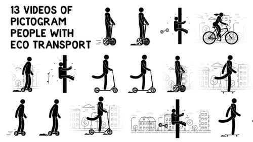 Pictograma de personas con transporte ecológico