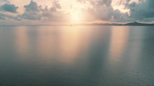 Golden Ocean at Sunrise Aerial View