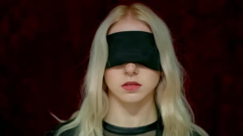 Portrait Occultist in Blindfold Focused Hypnotic Trance