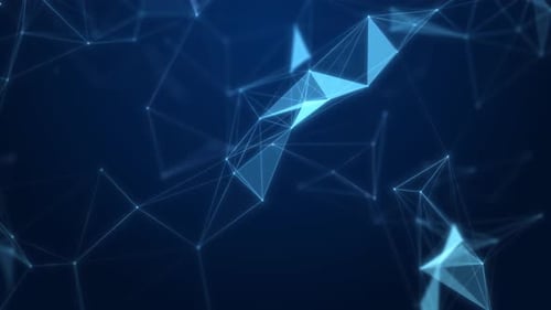 Big data visualization. Network connection structure. Digital blue background with dots and lines.