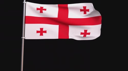 Waving Flag of Georgia on Black Background