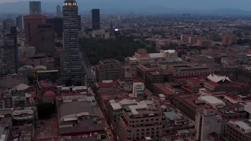 Tilt Up Shot of Cityscape with View of Torre Latinoamericana Tall Building