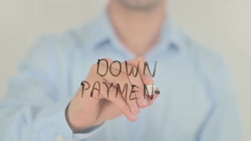 Down Payment, Man Writing on Transparent Screen