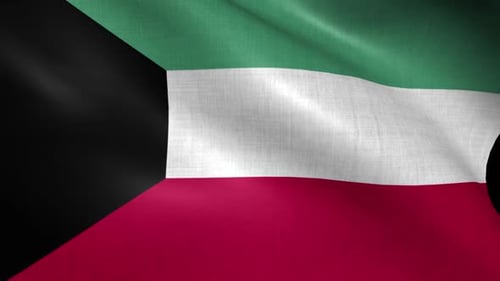 Waving Kuwait Flag Animation with Alpha Channel