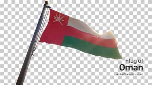 Drapeau d'Oman sur un mât avec canal Alpha