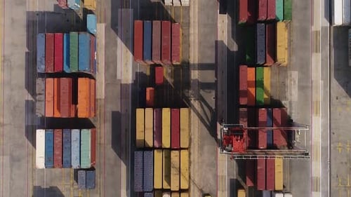 Aerial View Shipping Yard with Colorful Containers