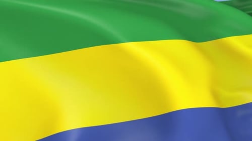 Realistic Gabon National Flag Waving Loop