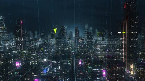 Futuristic Digital City Data Network Interface