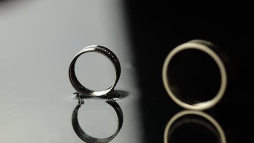 Two Sparkling Wedding Rings Close Up